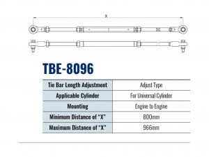 Тяга рулевая для соединения 2 моторов TBE-8096 (800-966 мм), Sea First